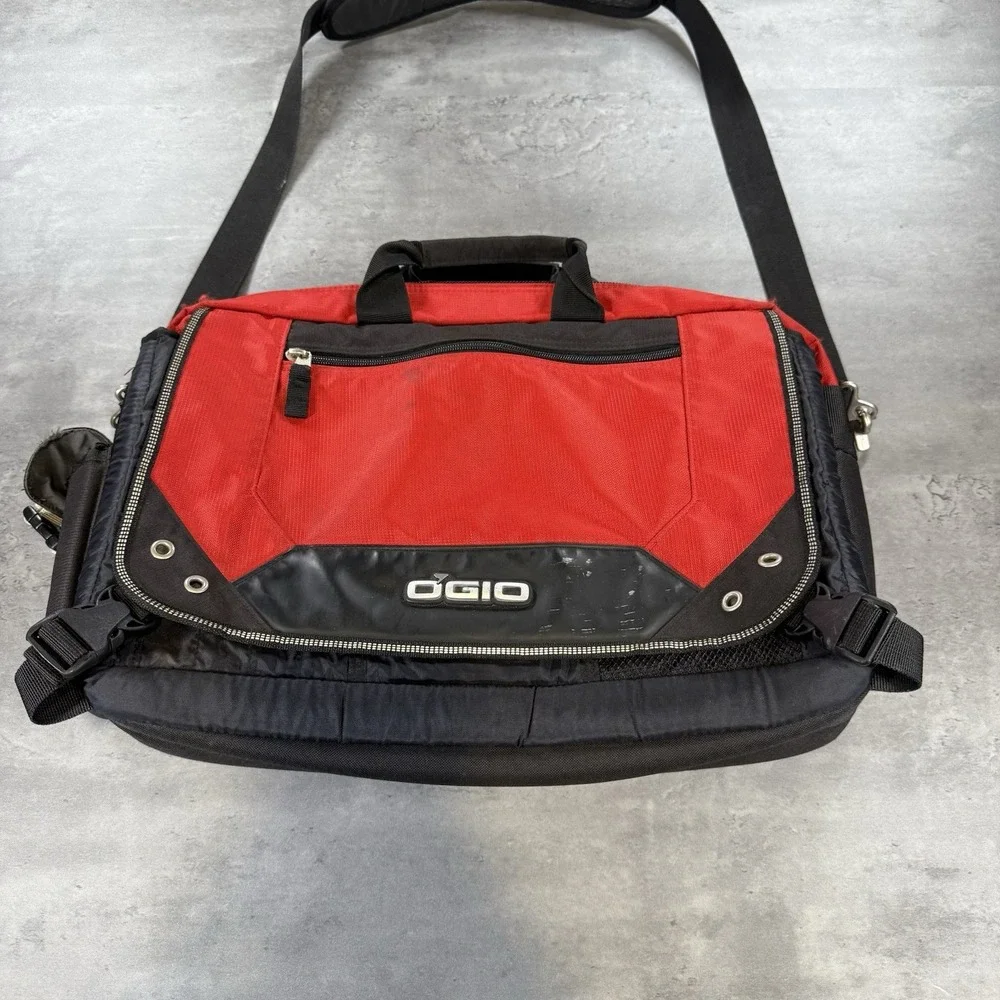 Vintage OGIO Laptop Messenger Bag Black Red Commuter Y2K Cyber Tech‎ Satchel